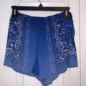Blue Bandana Patterned Flowy Shorts